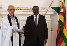 Zimbabue gali Emmerson RASD , sg del POLISARIO, presidene de Zimbabue Intercambio de saludos tras la eleccion de Emmerson