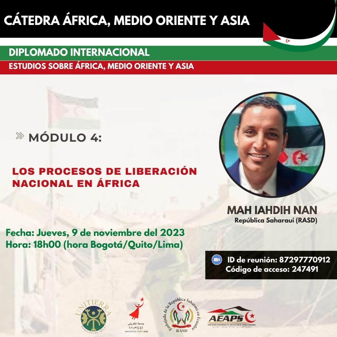 Embajador saharaui en Colombia interviene en el Diplomado sobre África diplomado catedra áfrica medio oriente y Asia universidad de Tifariti universidad de La Tierra