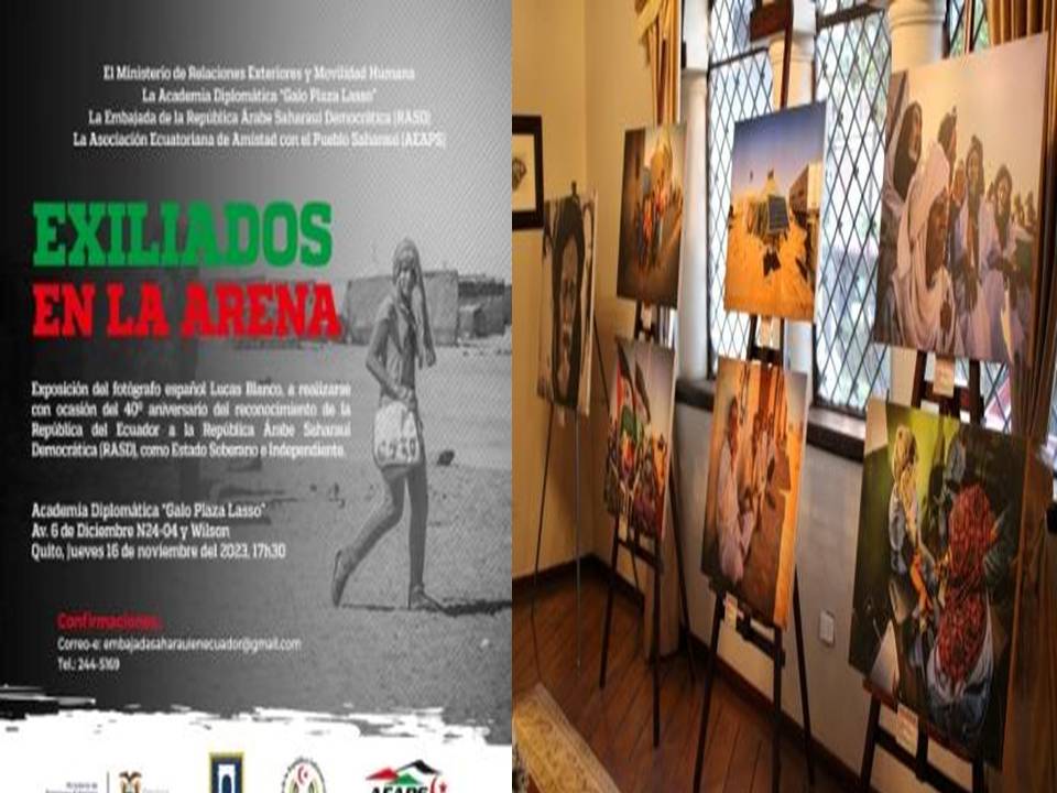 exposición fotográfica “Exiliados en la arena "en Academia Diplomática Ecuador exposición fotográfica “Exiliados en la arena”