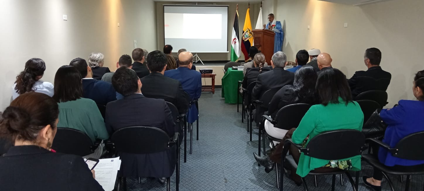 jatri adduh en conferencia por por el cuadragésimo aniversario de las relaciones bilaterales entre la República del Ecuador y la República Saharaui jatri adduh