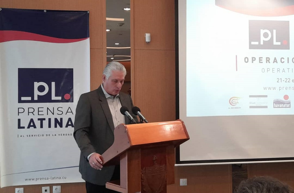 presidente de Cuba, Miguel Díaz-Canel en jornada inaugural del Foro Nueva Operación Verdad Operación Verdad Prensa Latina