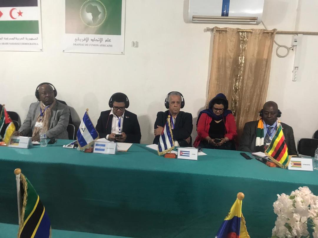 Intervención en Foro Diplomático de Solidaridad con el Pueblo Saharaui Embajadores de Cuba y Nicaragua, SE. Héctor IGARZA CABRERA y , Carlos Eduardo Díaz Moreira