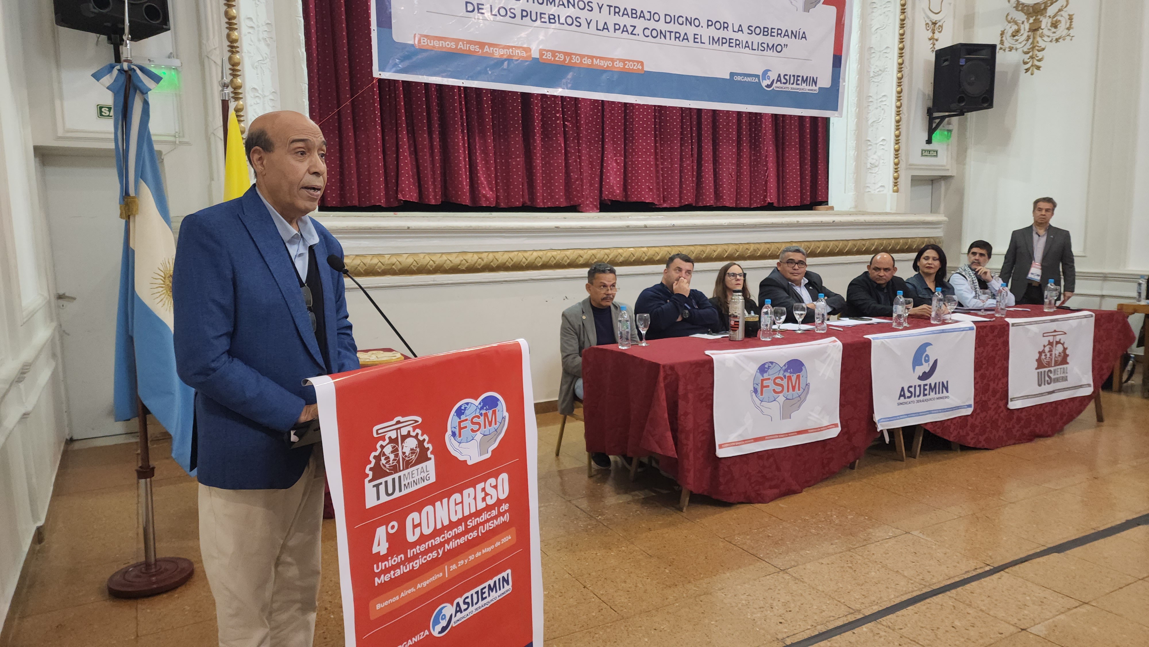 Intervencion de Mohamed Ali, Representante POLISARIO en 4° Congreso de la Unión Internacional Sindical de Metal y Minería Mohamed Ali Ali Salem , Representante del Frente POLISARIO