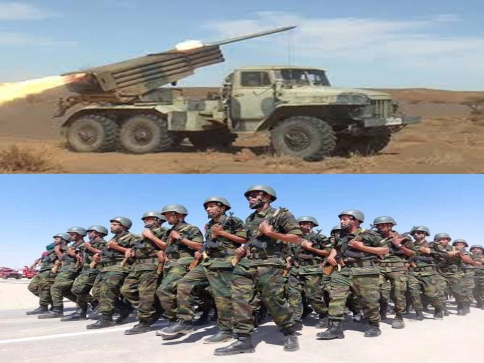 bombardeos parte militar ELPS guerra en el Sahara Occidental desfile y batería militar saharaui