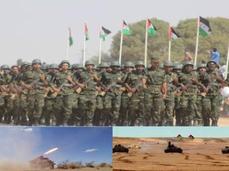 bombardeos parte militar ELPS guerra en el Sahara Occiental desfile y batería militar saharaui