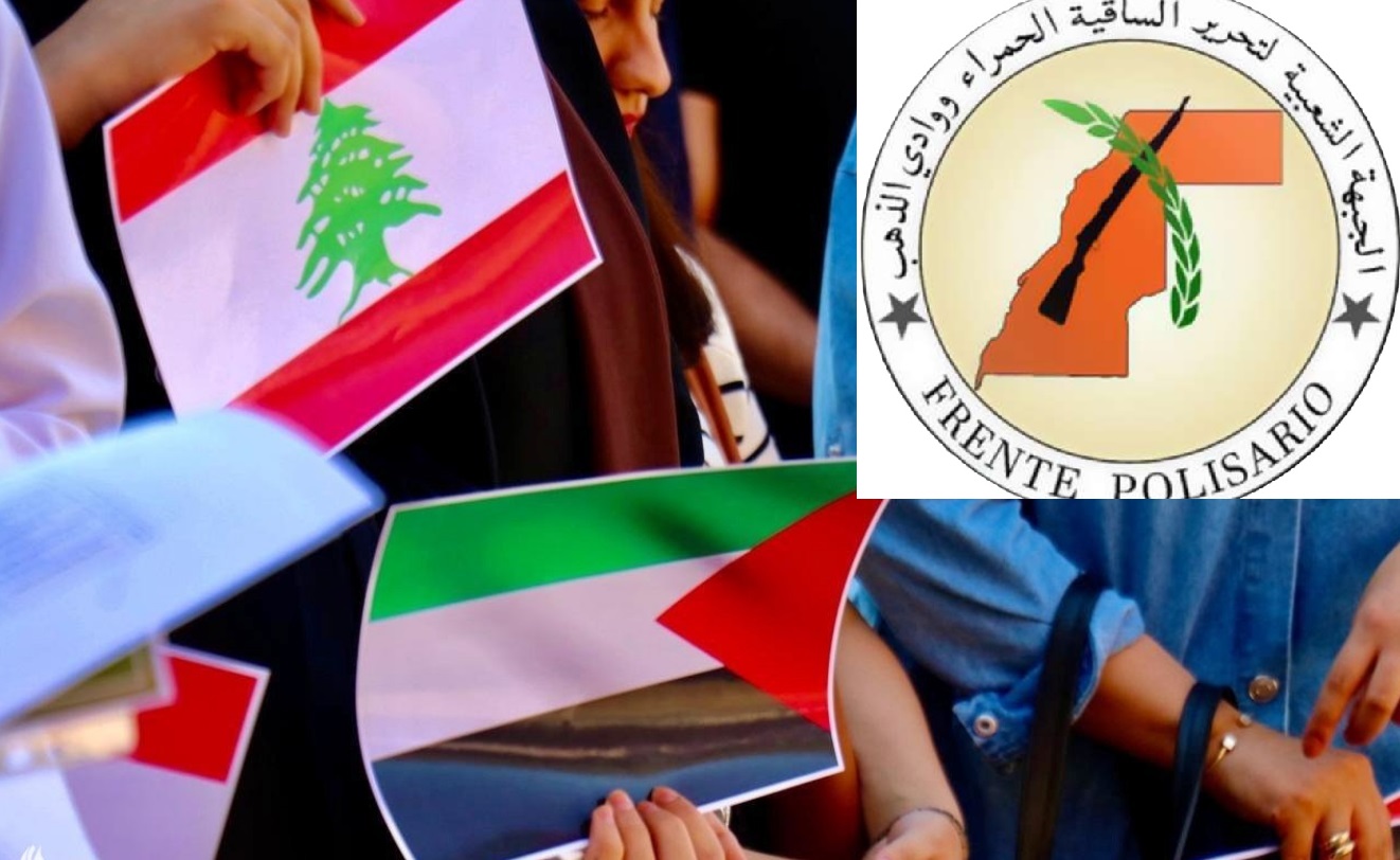 POLISARIO manifiesta apoyo a Palestina y Líbano Banderas de PALESTINA y LÌBANO