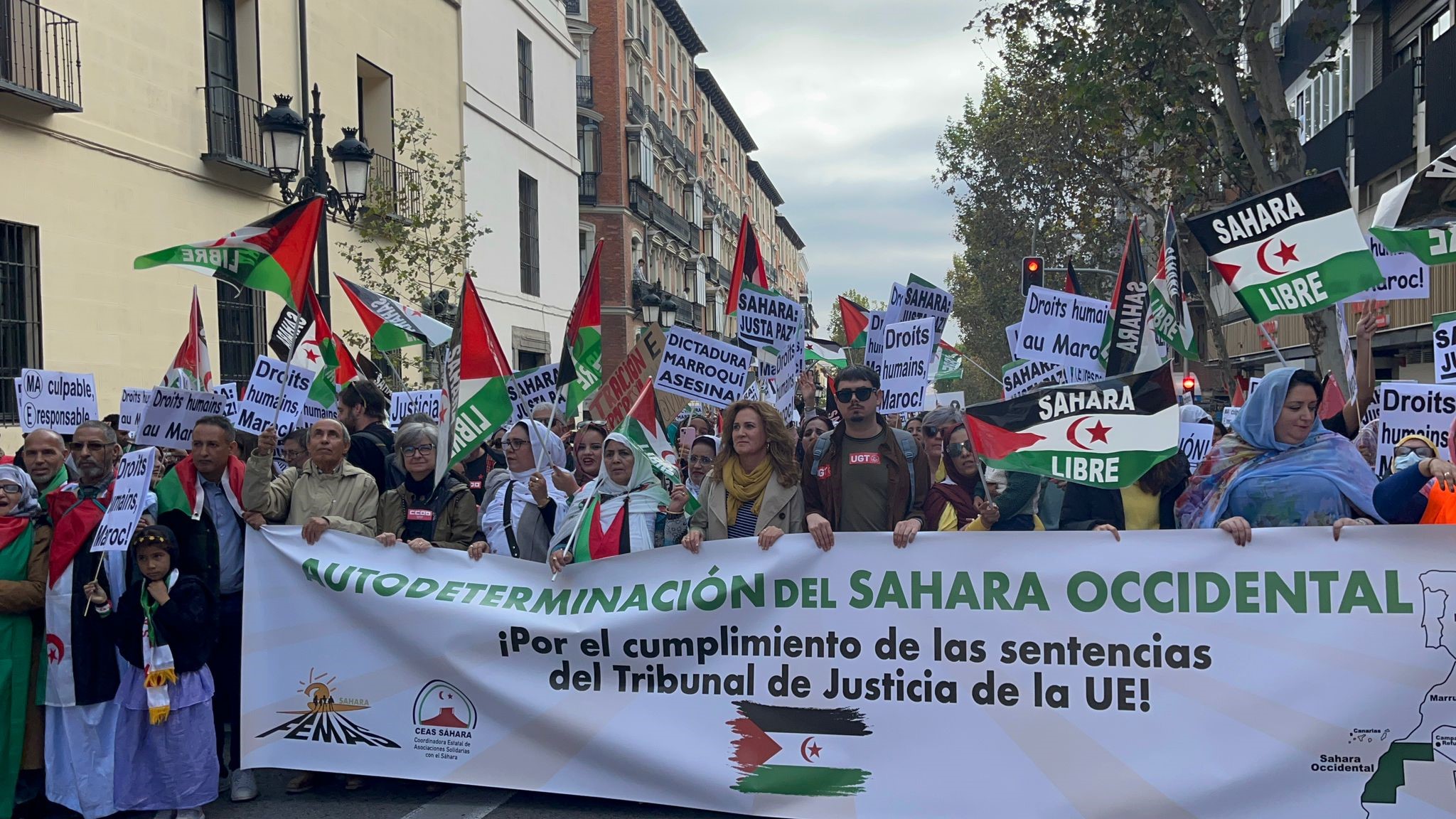Manifestación recorre calles de Madrid para exigir fin de la ocupación marroquí Manifestación denuncia acuerdos de Madrid
