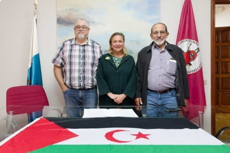 Universidad de La Laguna y la ACAPS suscriben convenio Inmaculada González, Alberto Negrín y Sidi Zein