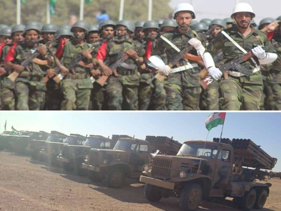 bombardeos parte militar ELPS guerra en el Sahara Occidental desfile y batería militar saharaui