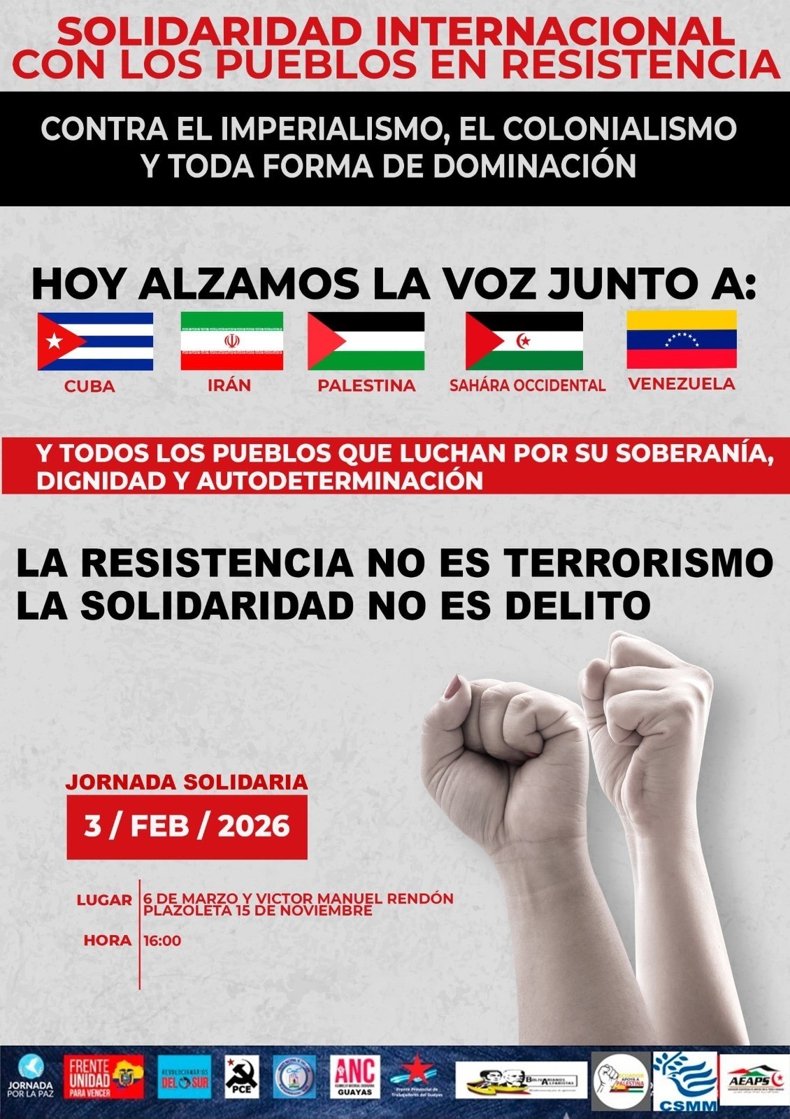 Organizaciones políticas y sociales ecuatorianas se movilizan por el Sáhara Occidental y otras causas justas Organizaciones políticas y sociales ecuatorianas se movilizan por el Sáhara Occidental y otras causas justas