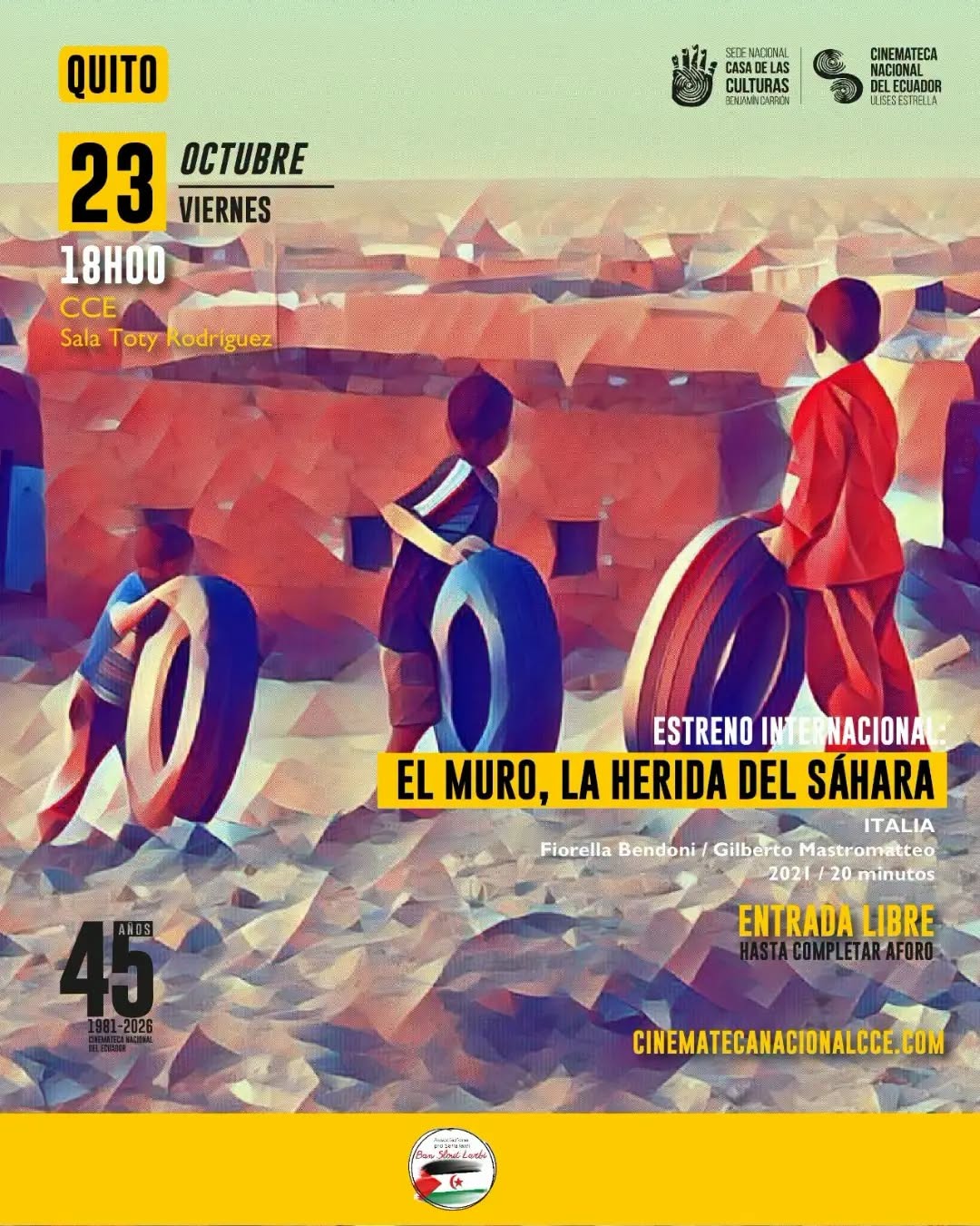 El muro, la herida del Sáhara, filme de Fiorella Bendoni y Gilberto Mastromatteo se estrena en Ecuador